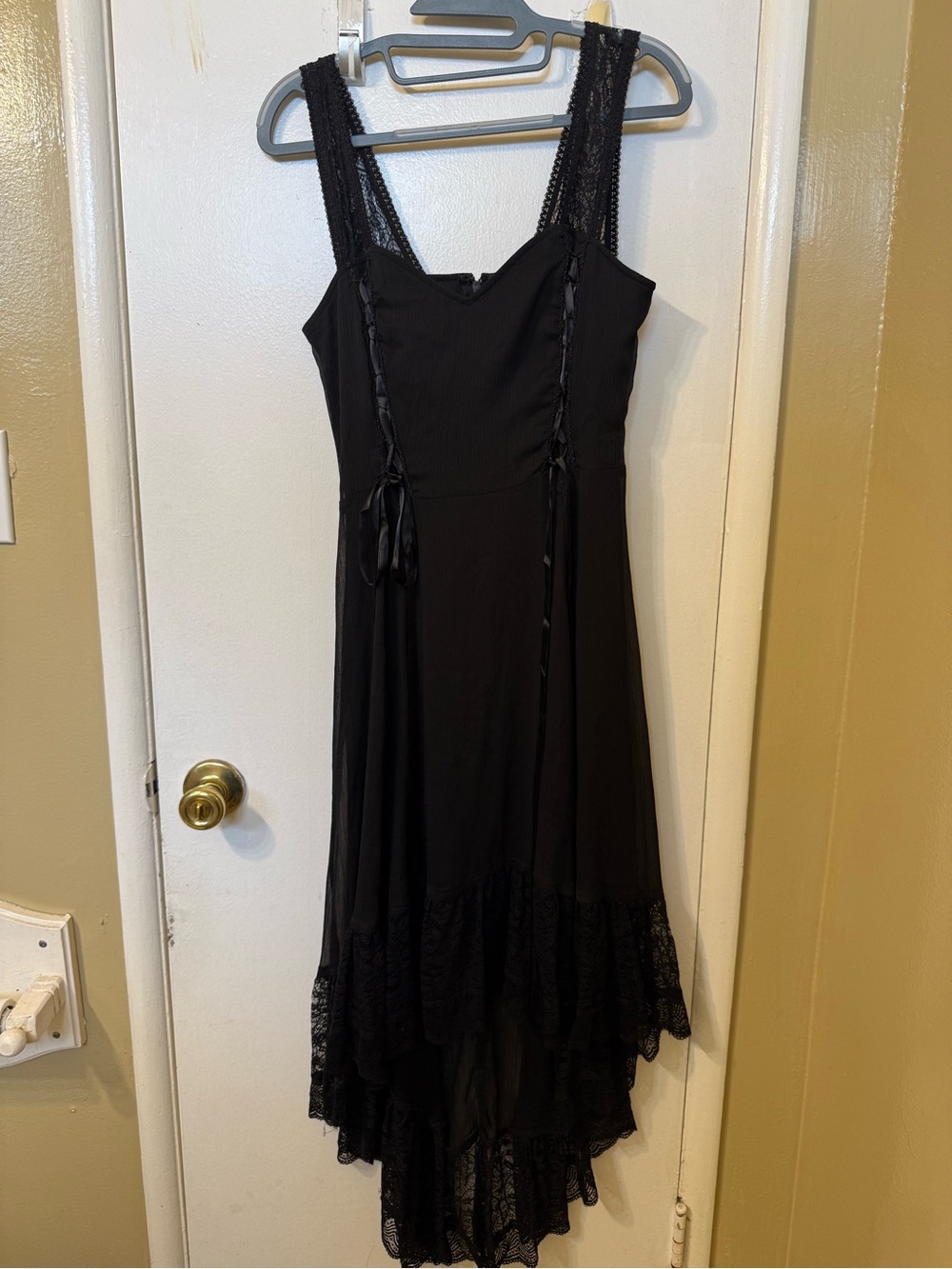 Royal Bones Black Lace-Trim High-Low Dress
